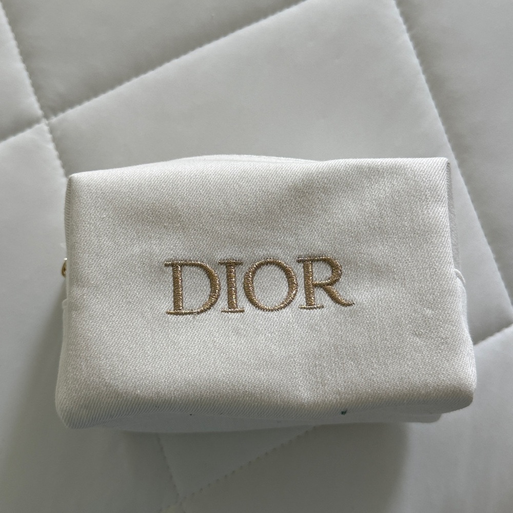 Dior Ivory Pouch with Gold Embroidery